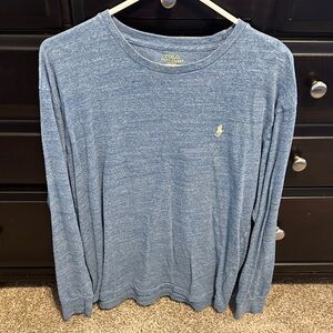 Polo by Ralph Lauren Heathered Blue Long-Sleeve Crew Shirt